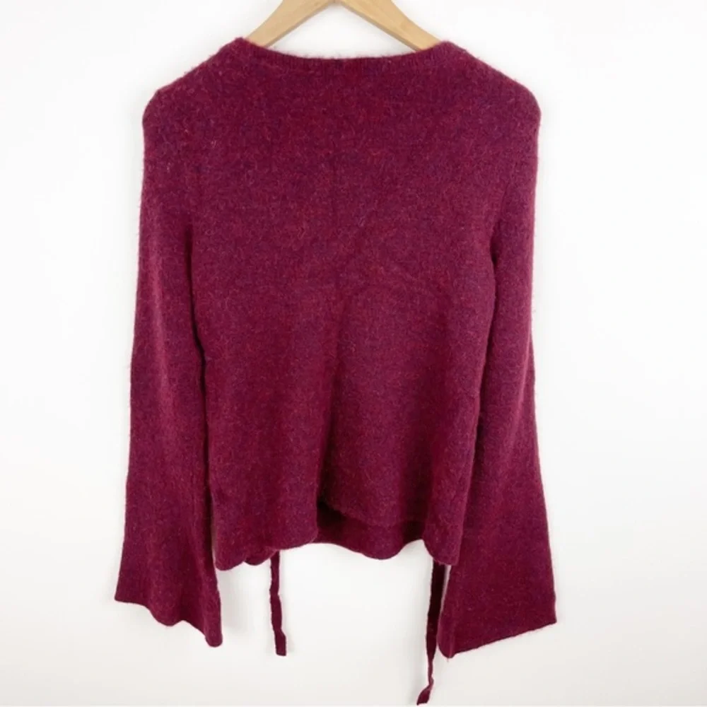 L’AGENCE Candela Lace Up Bell Sleeve Maroon Sweater Size Extra Small